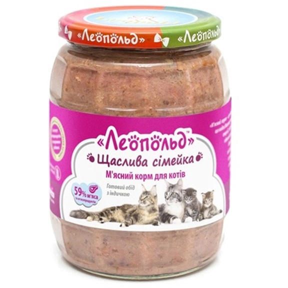 Корм вологий Леопольд для котів готовий обід з індичкою 720 г