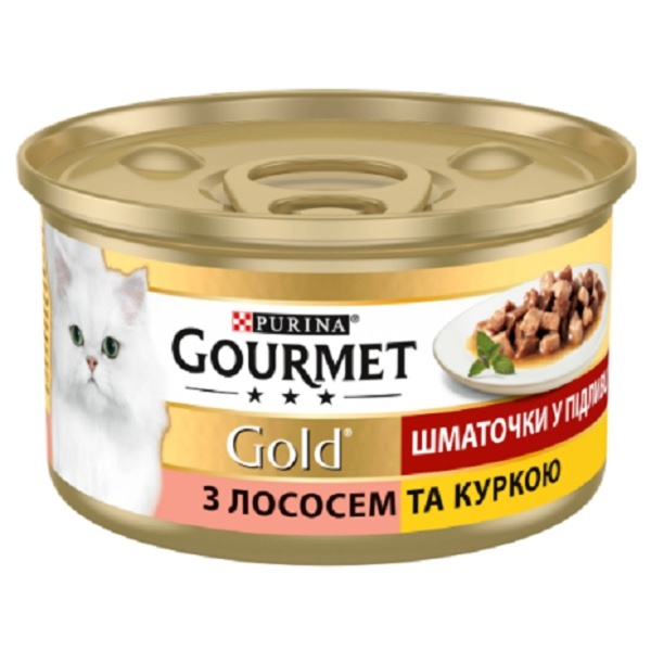 Корм Gourmet Gold з куркою та лососем в соусі 85 г