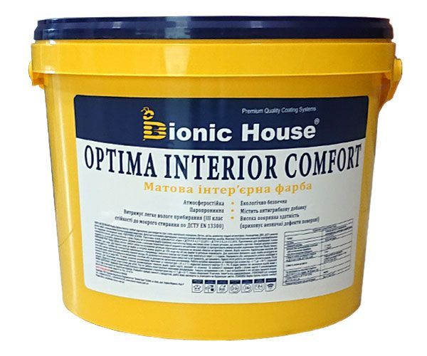 Краска акриловая Bionic House Optima Interior Сomfort мат 5л 7кг