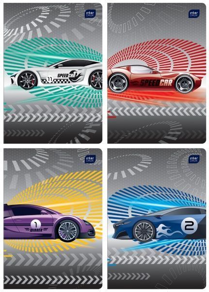 Зошит шкільний А5 12 арк. клітинка Speed Cars в асортименті InterDRUK