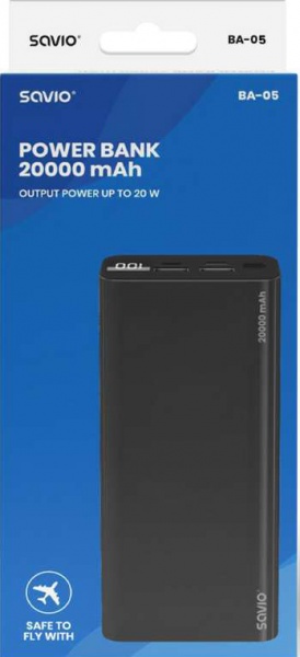 Повербанк SAVIO 20000 mAh black (SAVBA-05_WV) 