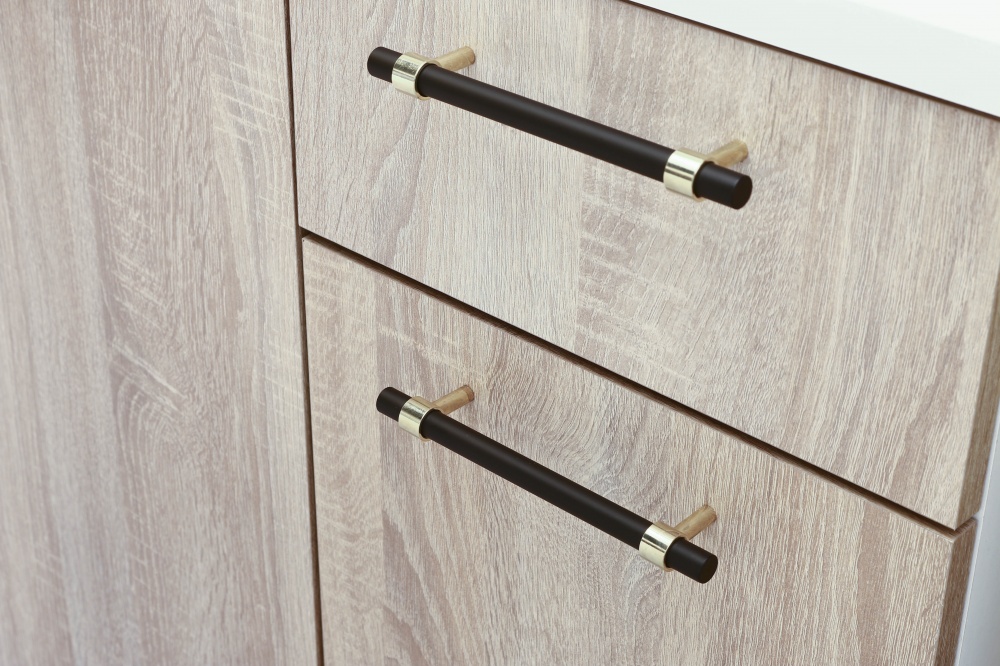 Ручка для меблів рейлінгова 128 мм чорний/золото