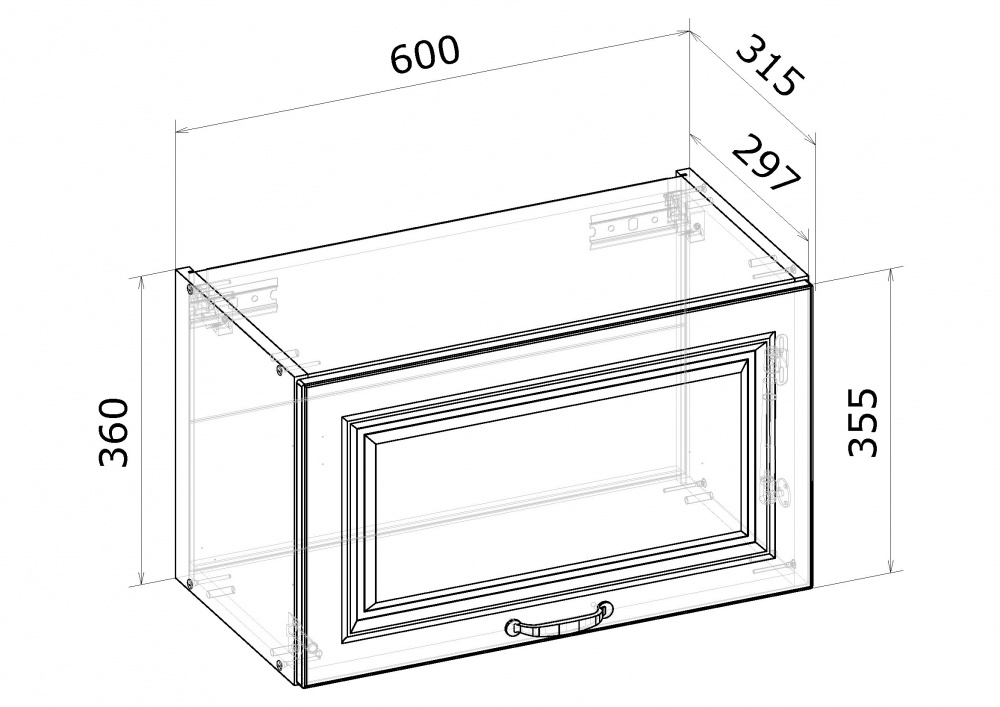 Шафа верхня Вм 60/36/30 МС Глорія_ASHEN /фасад МДФ №332 попелястий матовий/дуб артізан Грейд