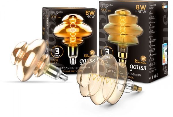 Лампа світлодіодна Gauss FIL Vintage Gray BD160 8 Вт E27 2400 К 220 В прозора 162802008 