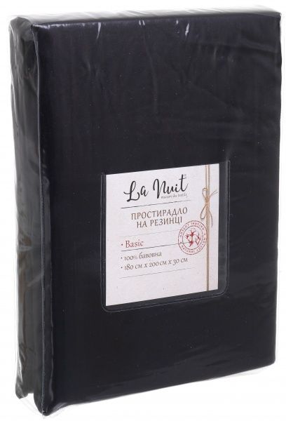 Простынь на резинке Exclusive Solid 180x200 см черный La Nuit 