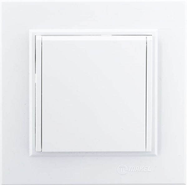 Розетка с заземлением Makel Karea без шторок с крышкой белый