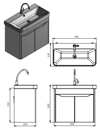 Тумба підвісна Botticelli Livorno - 70 структурний білий з умивальником Luxury-70