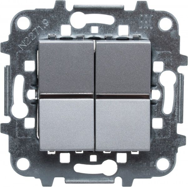 Вимикач прохідний двоклавішний ABB Zenit без підсвітки 10 А 250В IP20 срібний N2242 PL Z