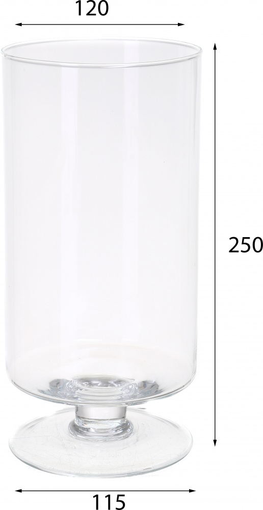 Ваза на ніжці Циліндр d12 25 см прозора 20110.1