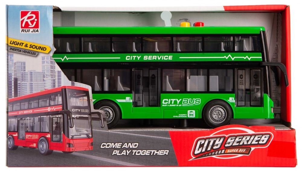 Автобус DIY TOYS Інерційний двоповерховий зі звуковими та світловими ефектами в асортименті CJ-4023760