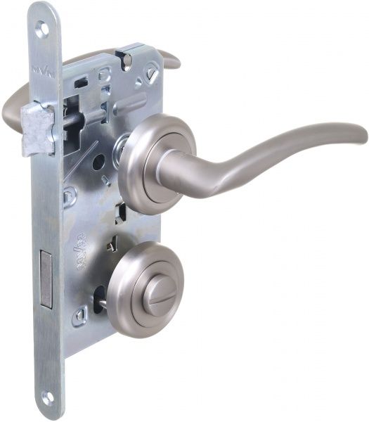 Замок врезной с ручками WC Linde А-2005 SN 72 мм никель без петель