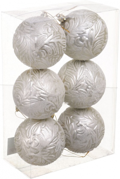 Набор елочных шаров Иней в ассортименте (EPI-N3-8006-310) d 80 мм 6 шт./уп.