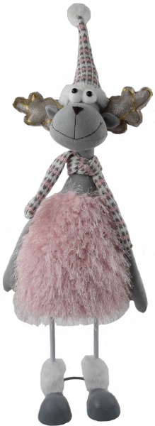 Декорація новорічна Jiamei Group лось на пружині рожево-сірий 72 см 