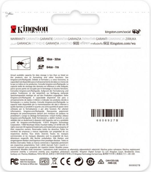 Карта пам'яті Kingston SDXC 128 ГБ Class 10UHS-I Class 3 (U3) (SDS2/128GB) Canvas Select Plus V30 