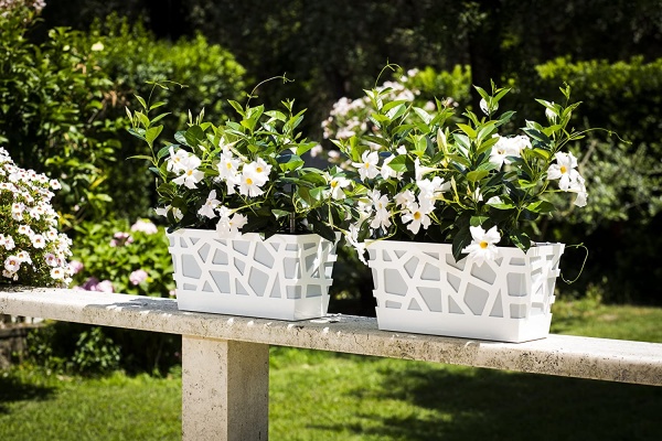 Вазон пластиковий Idel Flowerbox 40 см прямокутний 9,4 л сірий/білий (730034) 