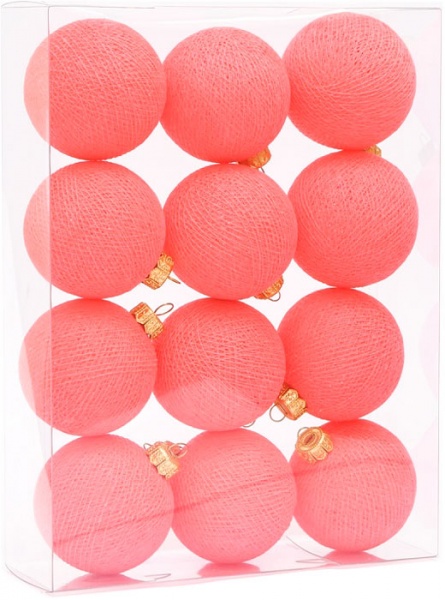 Игрушка на елку Котоновые шарики 12 шт. Coral pink d80 мм 8 см 12 шт./уп. 