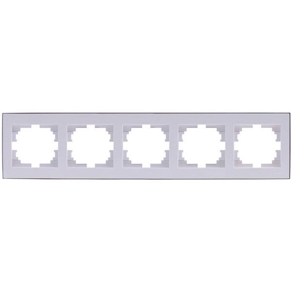 Рамка пятиместная Lezard Rain горизонтальная белый с хромированной вставкой 703-0225-150