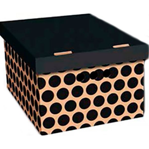 Ящик картонный с кришкой Global-Pak 00022.4 горох черный/бежевый 320x320x420 мм