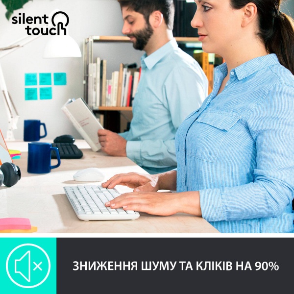 Комплект клавіатура та миша Logitech MK295 Silent Wireless Combo White (L920-009824) 