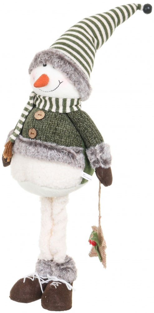 Декорація новорічна сніговик-хлопчик зелено-бежевий 22х69 см LF2221045