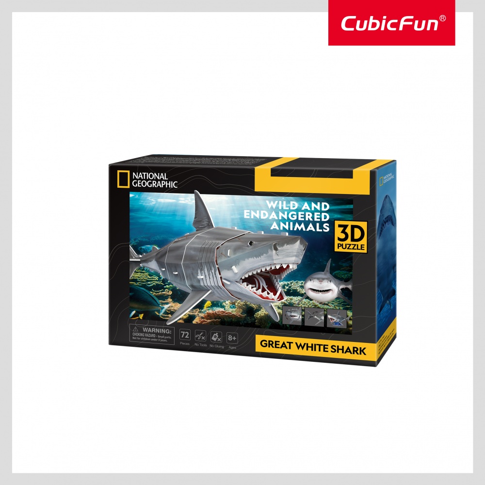 3D-пазл CubicFun серии Исчезающие животные Большая белая акула DS1098h