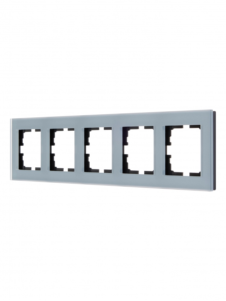 Рамка пятиместная Lezard Vesna горизонтальная матовый серо-голубой 742-M7080-150