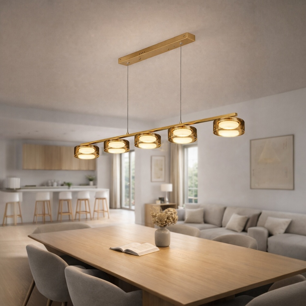 Люстра підвісна LIGHT SET DUSHA MS241-ZD5 5x12 Вт GX53 золотисто-бурштиновий