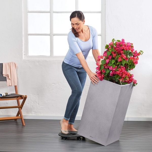 Вазон пластиковый Lechuza Canto Tower 40 квадратный 29л серый камень (13620) 