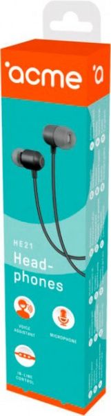 Наушники Acme HE21 Earphones With Mic black 