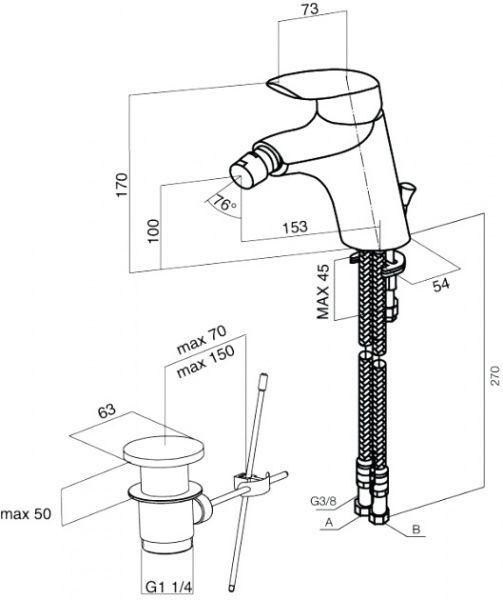 Смеситель для биде AM.PM Bliss L F5383100