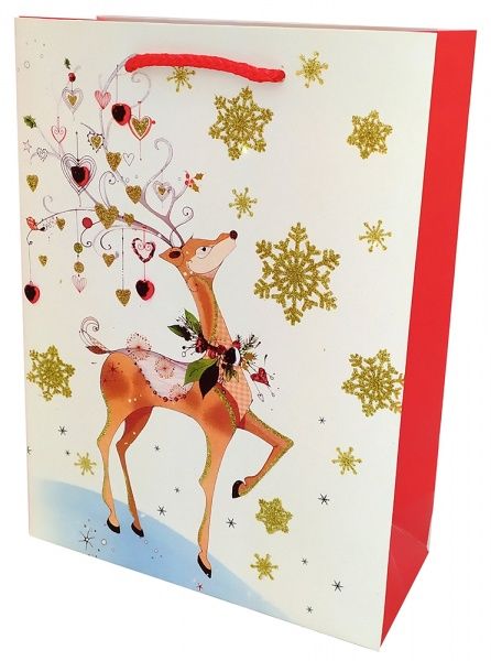 Пакет паперовий різдвяний 14х16х6 см Преміум Happycom International
