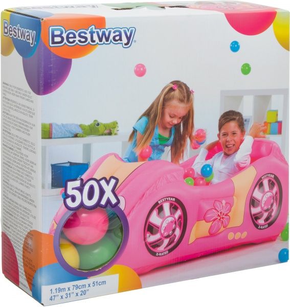 Ігровий набір Bestway автомобіль надувний 119x79x51 см з м'ячиками 50шт.
