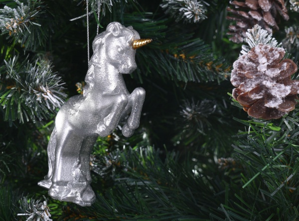 Підвіска Єдиноріг 2 6х12х3 см срібний