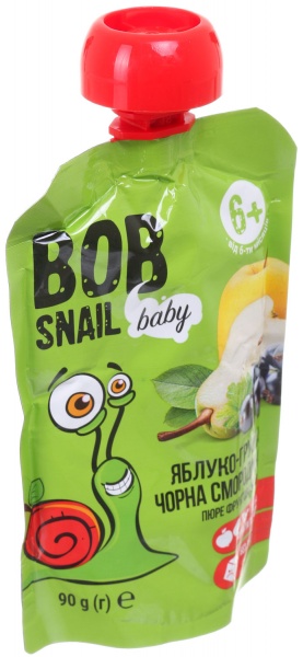 Пюре Baby Bob Snail Яблоко-Груша-Черная смородина для детей от 6 месяцев 90 г 
