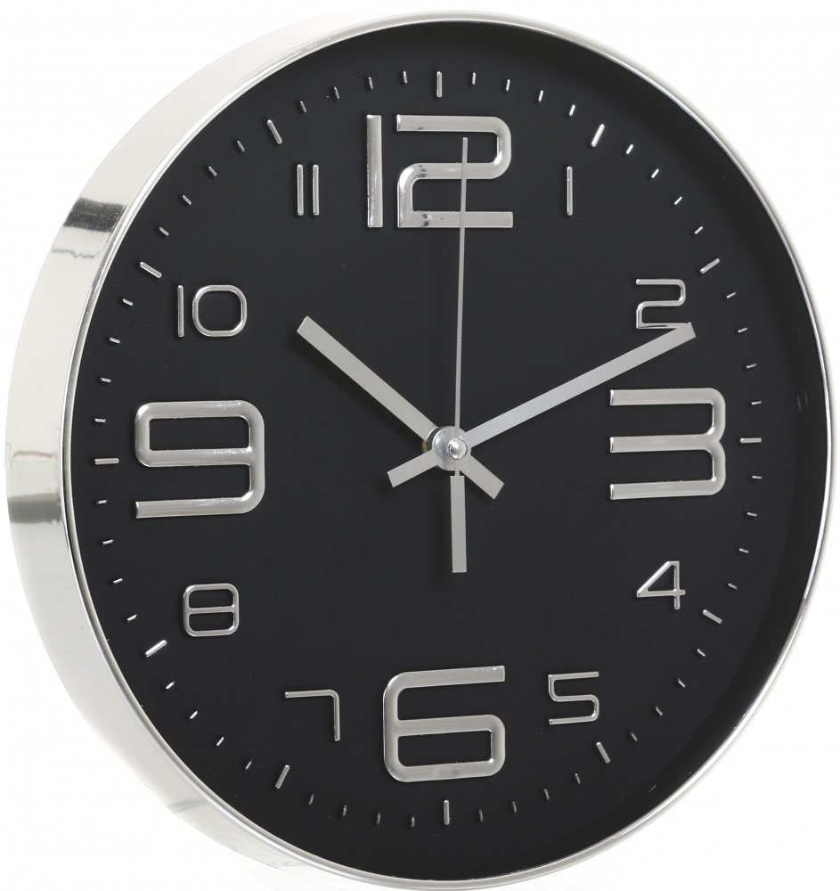 Часы настенные Ross 30х30х4 см серебряная рамка черный циферблат
