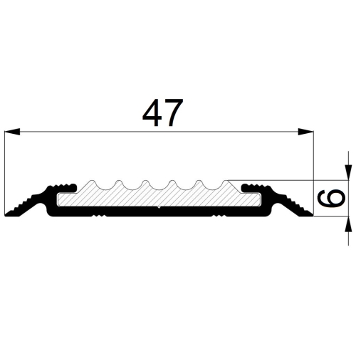 Порожек ПВХ с антискользящей вставкой АЛЮПРО 47,5х5 мм 1 м