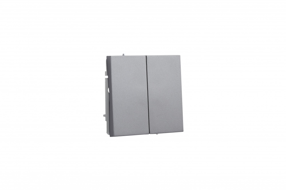 Механизм выключателя двухклавишный HausMark Juna без подсветки серый 7041-3588-101QC