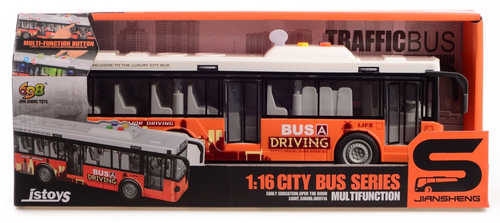 Автобус CARS S помаранчевий 1:16 (інерція, звук, світло, двері відчиняються) 1:16 CJ-4073621