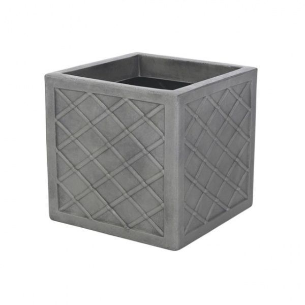 Горшок пластиковый Лацио малый 32х32х30 см квадратный 30л серый 
