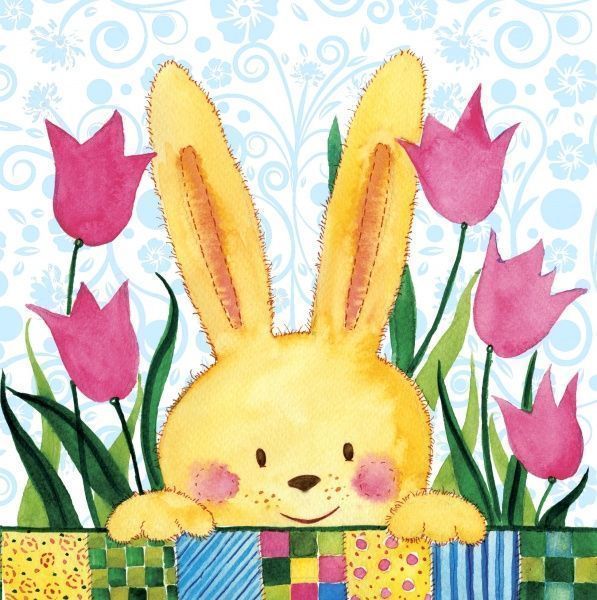 Серветки столові Silken Жовтий кролик 33х33 см кольорові 18 шт.