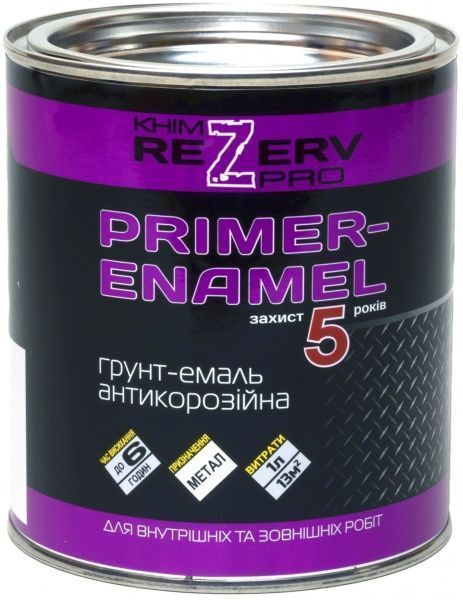 Ґрунт-емаль Khimrezerv PRO алкідна антикорозійна 3 в 1 світло-сірий шовковистий глянець 0,8кг