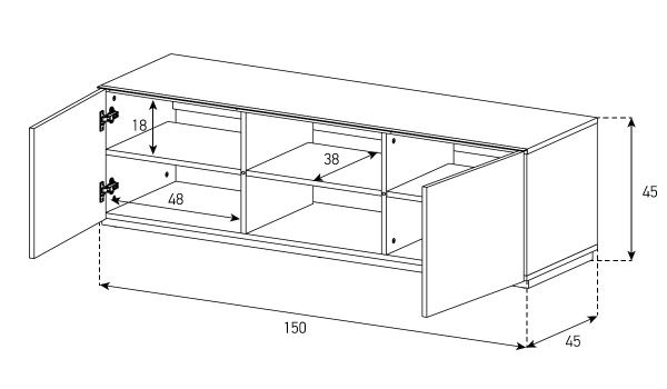 Тумба під ТВ TRD 150-GBLK-GBLK чорний 