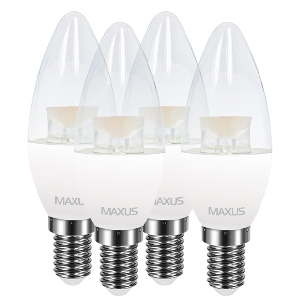 Лампа LED Maxus С37 CL-Т Е14 4 Вт 4100K 4 шт