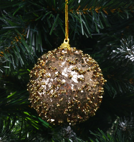 Шар новогодний 80 мм золотой CAA126720