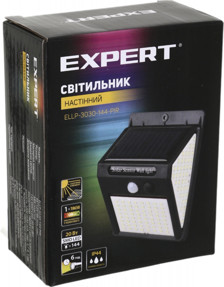 Светильник на солнечной батарее Expert 20 Вт IP44 черный LP-3030-144