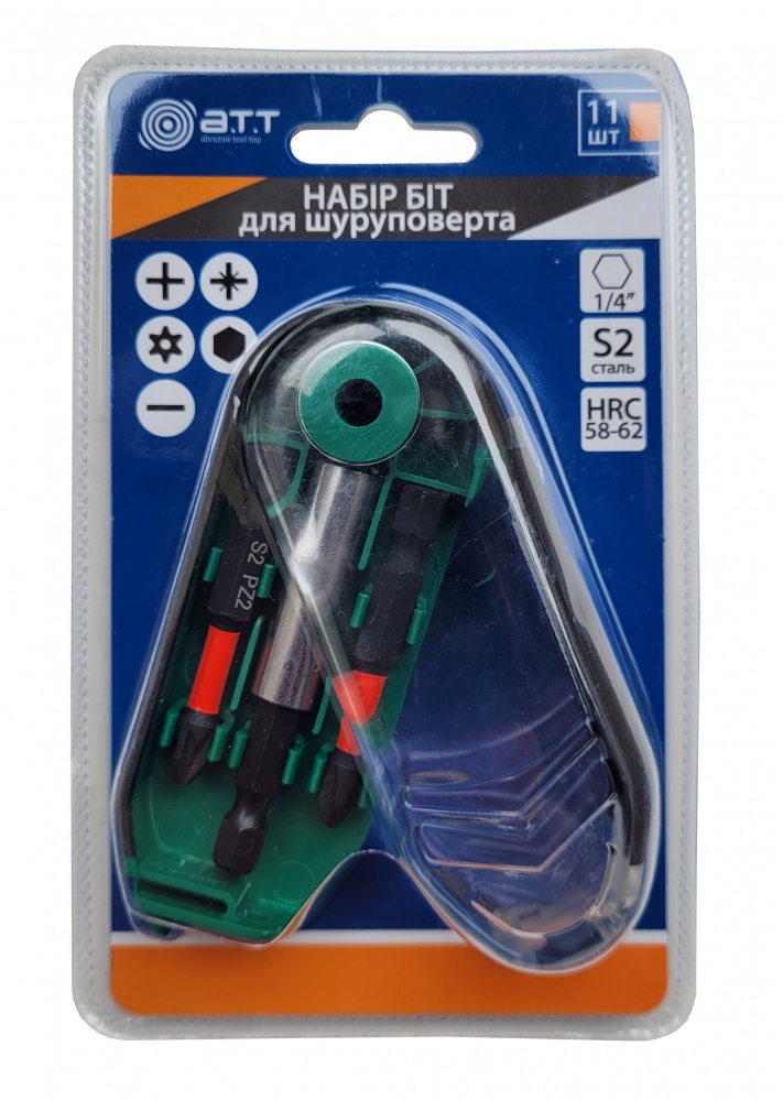 Набор бит A.T.T. + битодержатель сталь S2 11 шт. 8155572