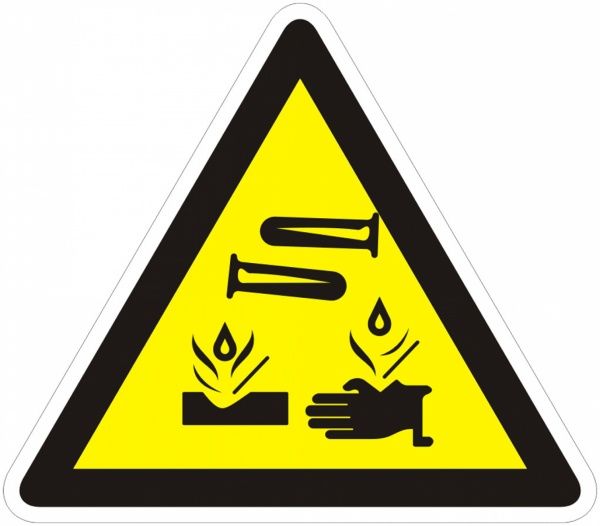Наклейка Осторожно! Едкие и коррозионные вещества 130 мм