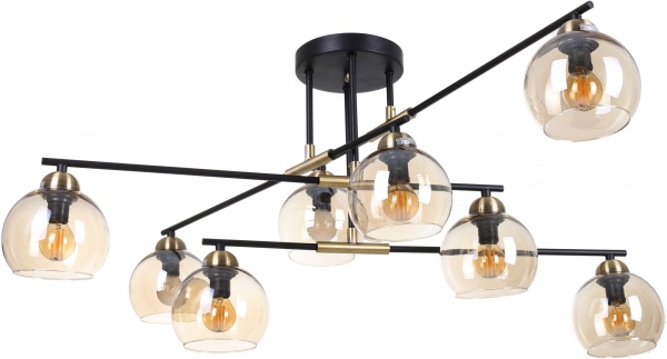 Світильник стельовий Accento lighting Portofino 8x60 Вт E14 чорний/золото ALHu-KC11100-8 
