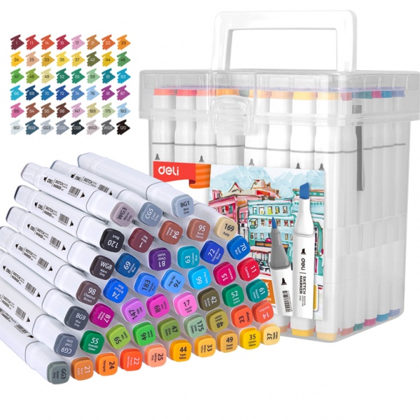 Набір двосторонніх скетч маркерів Deli 70801-48 48 кольорів мульті 82668 