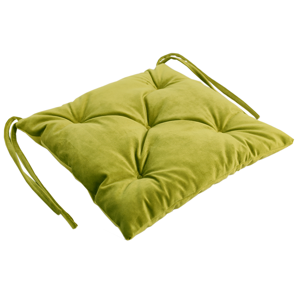 Подушка на стул стебаная 5 закрепок с завязками салатовый Beatrice 29